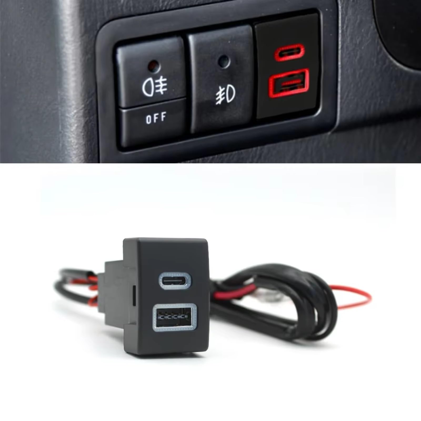 Porta USB Center Compatibile Con Suzuki Per Jimny 2007-2015 Auto Presa Caricabatterie QC3.0 Dual PD Tipo C 12 24V Presa Ricarica Porta USB