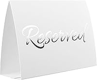 Vista 1 de Paquete de 20 letreros de mesa reservados blancos modernos con letras plateadas, letreros reservados para bodas, accesorios de boda, letreros
