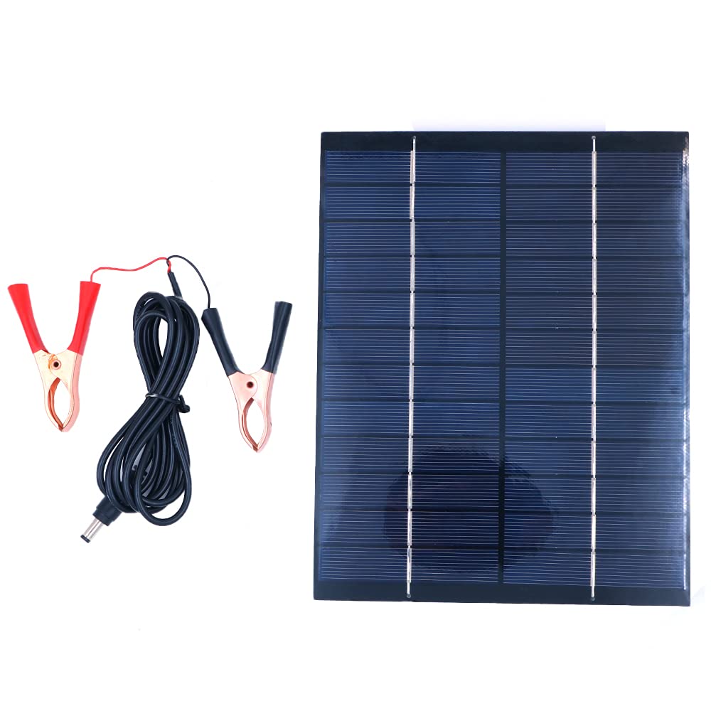 ZONADAH 5.2W 12V Mini Solar Panel Kit, Alligator Clips, Car Batter Charger, DIY Home, Science School Projects, Camping,Fishing, Hiking Outdoor Garden Light Charging Tools