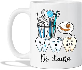 Customized Dentist Coffee Cup - Dentist Mug - Personalized Dental Tea Cup - Custom Dental Ceramic Mugs Gift for Dentist - Dental Hygienist Coffee Mug - White Pottery Coffee Mug 11oz or 15oz