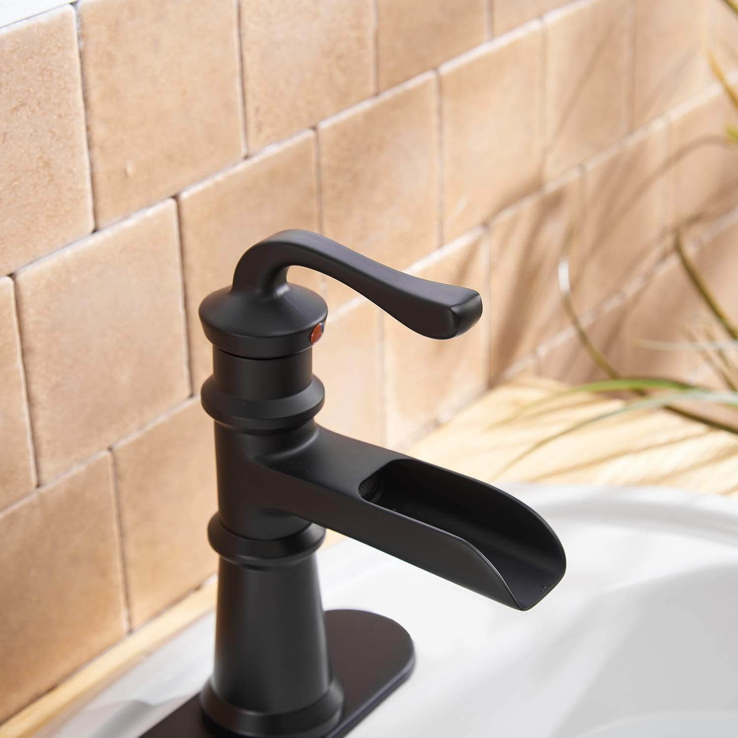 Amazon Crazy 🔥 Deals Bathroom Faucet Black Matte Waterfall Single Hole Vanity With Pop Up Drain Assembly Bath Sink Farmhouse One Handle Mixer Tap Deck Mount Waterline Lead-Free by Homevacious Super Sale 🛒 Bathroom Faucet Black Matte Waterfall Single Hole Vanity With Pop Up Drain Assembly Bath Sink Farmhouse One Handle Mixer Tap Deck Mount Waterline Lead-Free by Homevacious
