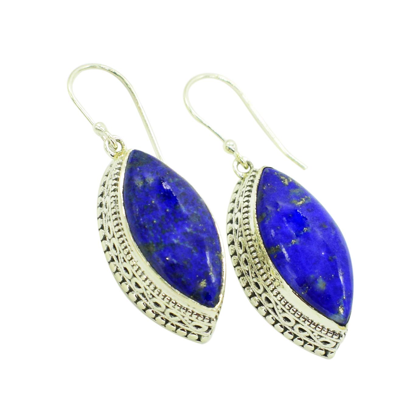 Teardrop a forma di goccia blu lapislazzuli argento sterling 925 gemma goccia orecchini pendenti - Italia
