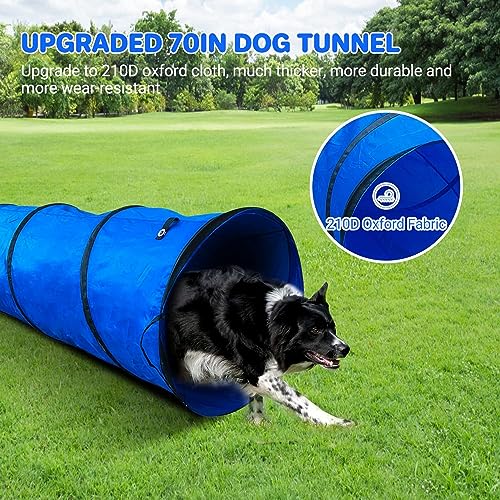 IKARE Dog Agility Training Equipment Pet Obstacle Course Training Starter Kit for Outdoor/Indoor with 70\" Tunnel, Adjustable Hurdle, Jumping Ring, Weave Pole, Treat Pouch, Dog Bowl, Pause Box - Thumbnail 3