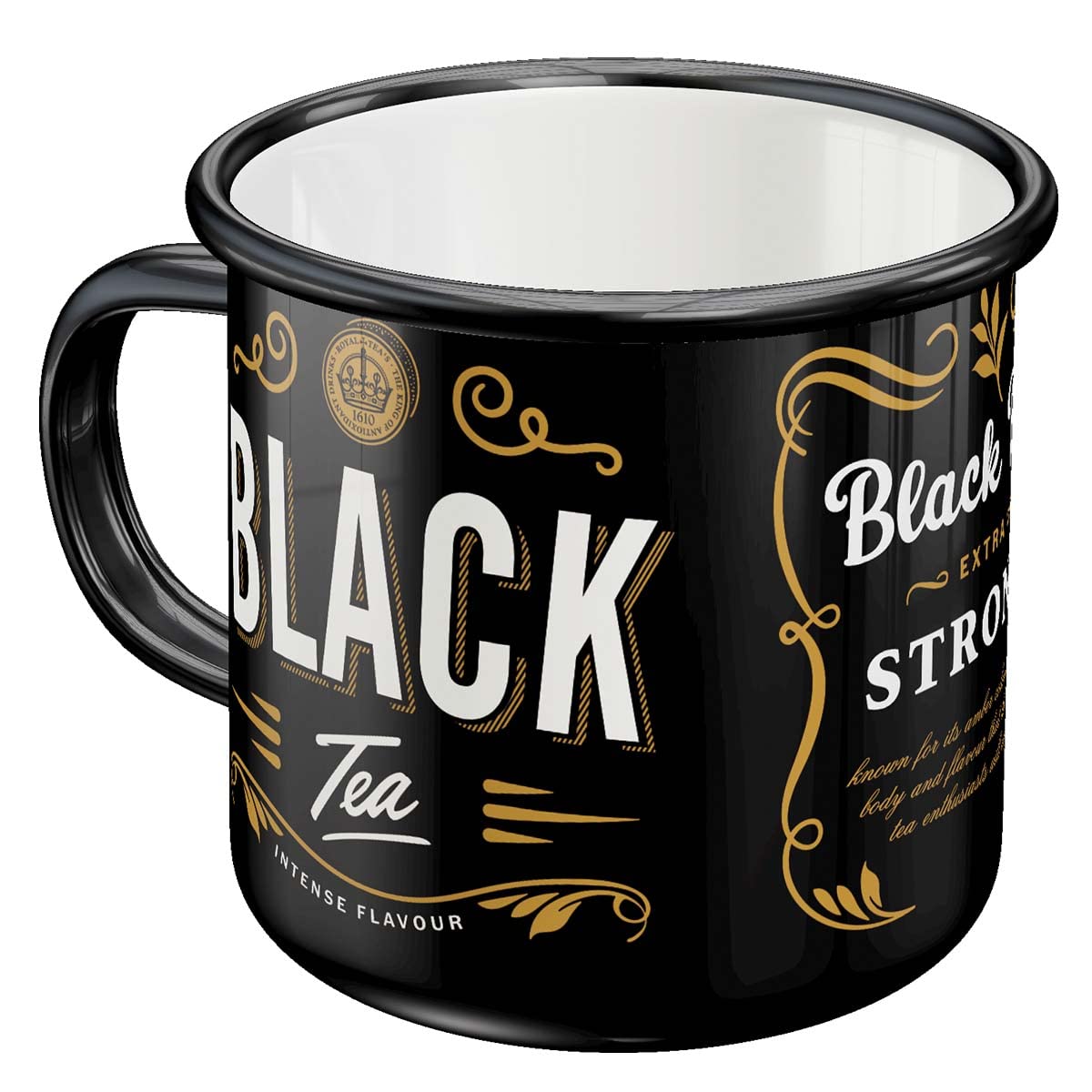 Nostalgic-Art Retro Enamel Mug 360ml Black Tea - Gift Idea for Tea Lovers Camping Mug Vintage Design
