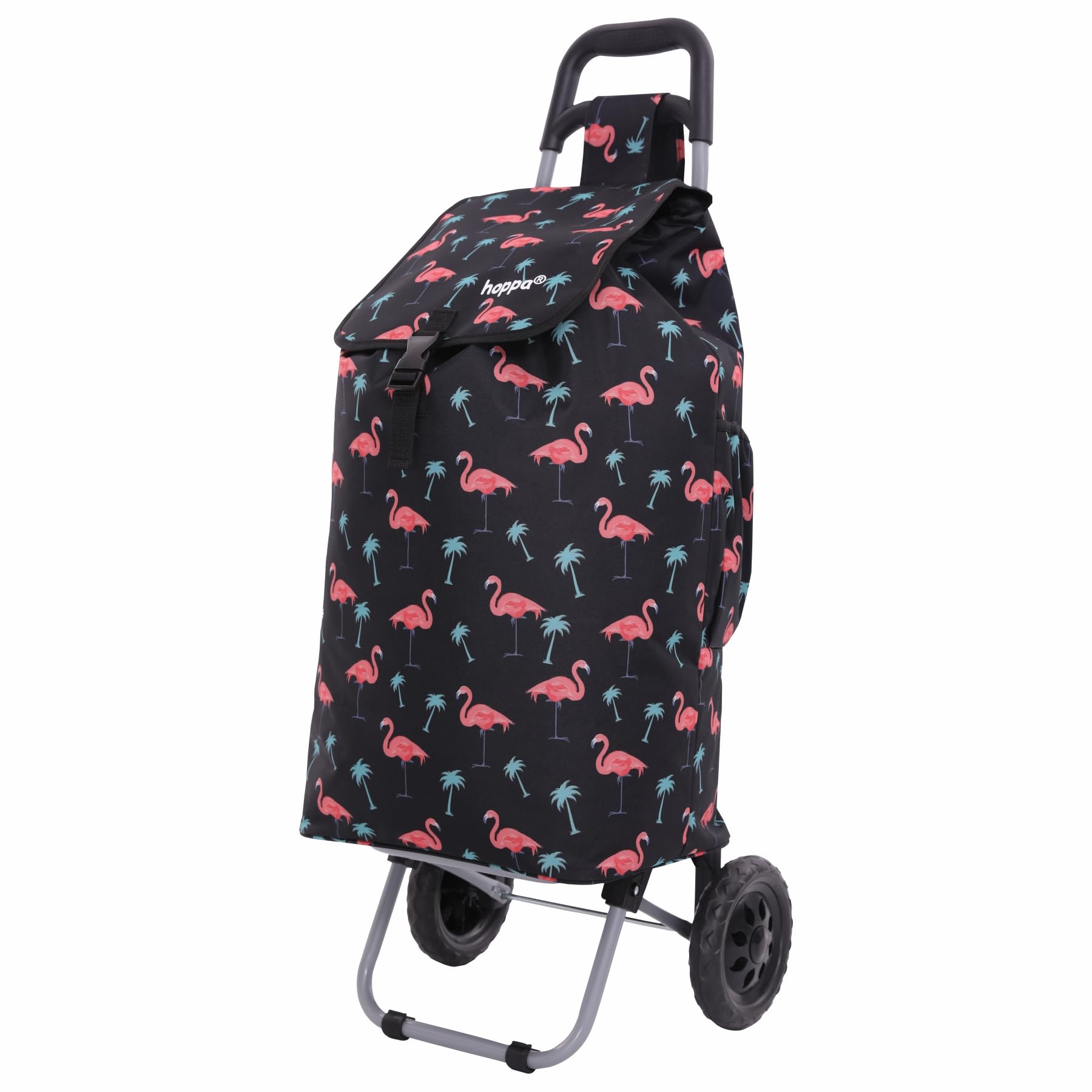 Hoppa Shopping Trolley on Wheels, 57L Foldable Large Capacity 2 Wheel Grocery Granny Cart with Secure Lid & Side Pockets, Shopping Bags for the Elderly, Laundry, 30kg Limit Truck Trolley & Festivals