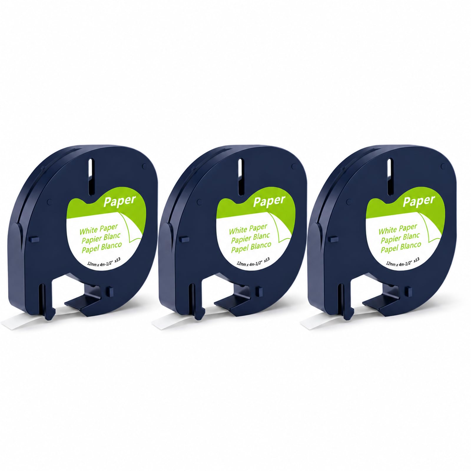 3 Pack 12mm x 4m Self Adhesive Paper Label Tape Black on White for LetraTag