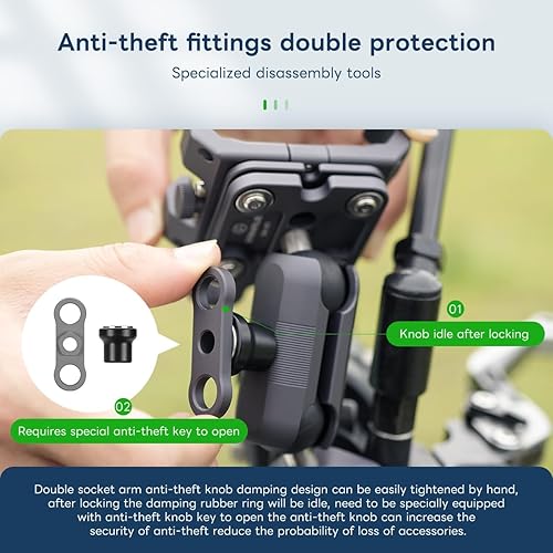 Miniatura 4 de FANAUE Soporte de teléfono antirrobo de aluminio para motocicleta con amortiguador de vibraciones para manillar de bicicletaATVUTVscooter,