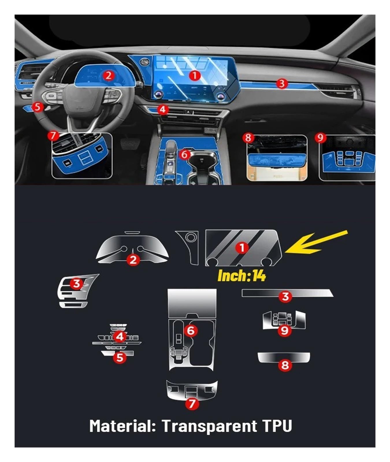 Navigation Schutzfolie Für LEXUS RX 350h 500h 2023 2024 Anti-scratch Auto Interior Center Konsole Media Dashboard Navigation TPU Schutz Film Aufkleber(Left rudder driving)