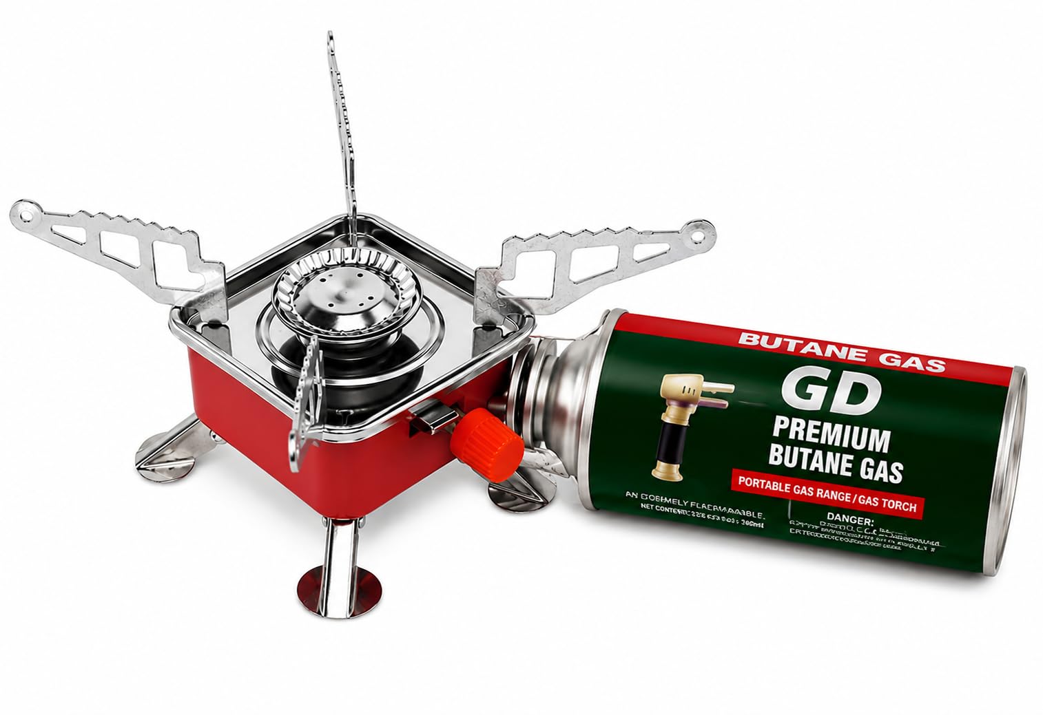 Gadget Deals- camping stove with cylinder | camping gas stove | camping stove - 2800W- Ultra Light Picnic Cooking Gas Burners & butane gas cylinder can - Emergency stove | camping cylinder