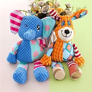 Medium Dog Toy Chew Proof Durable Squeaky Plush with Teeth Cleaning Bumps for Indoor Play, Fetch, Crate Training and Travel, Dog