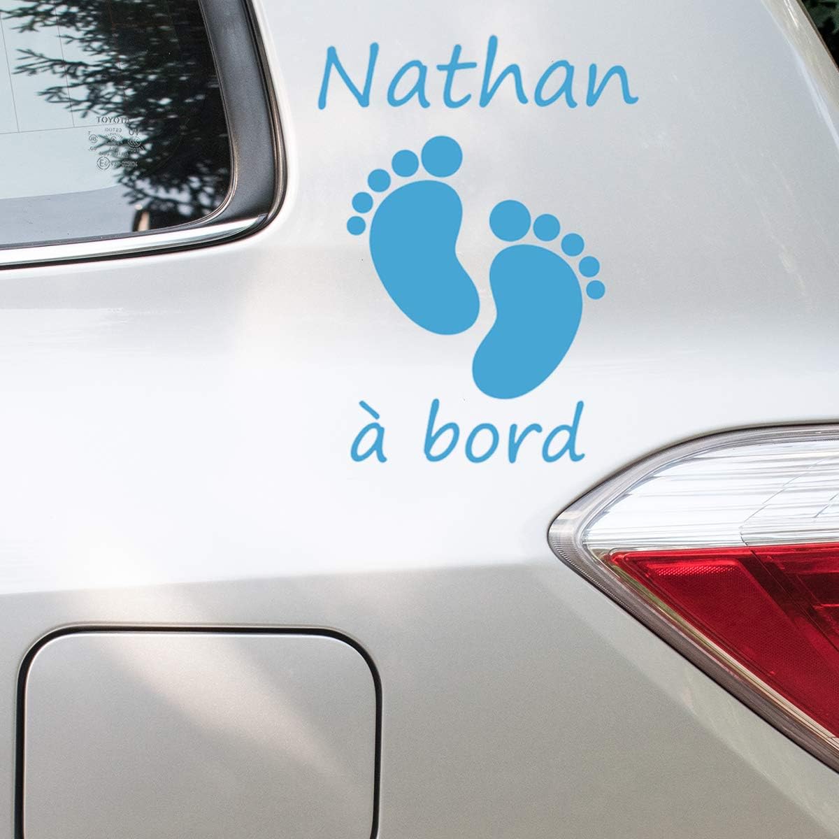 Personalised First Name Stickers | Baby on Board Wall Decoration for Children's Room | 2 Sheets of 25 x 20 cm and 45 x 30 cm – Ice Blue