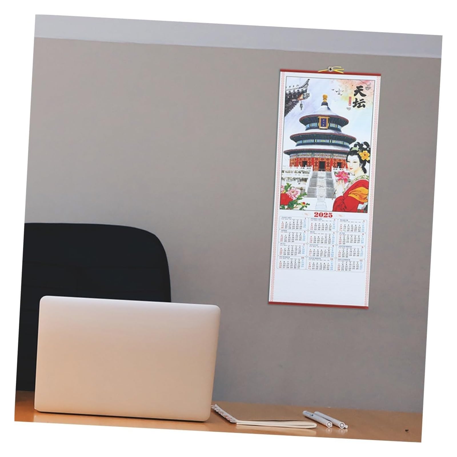 Tischkalender, Tischkalender 2025, Jahr der Schlange, hängender Schriftrollenkalender, Adventskalender, Whiteboard-Kalender, chinesisches Mondneujahr
