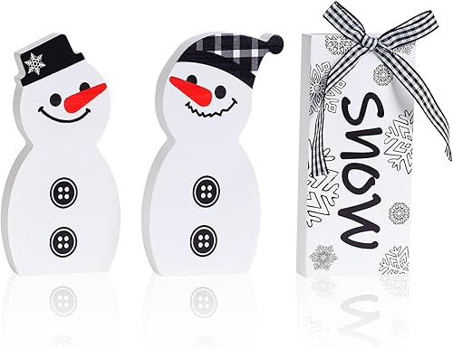 Miniatura 7 de LAIDANLA Árbol de Navidad 3 piezas de decoración de mesa de madera rústica para decoración de mesa de bandeja escalonada Estilo de cuadros de