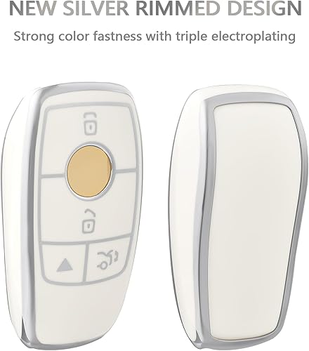 Miniatura 3 de OFFCURVE Funda especial para llavero Mercedes Benz para Mercedes Benz E S A C G Class Smart Key Fob Holder Protector Accesorios de coche, Blanco