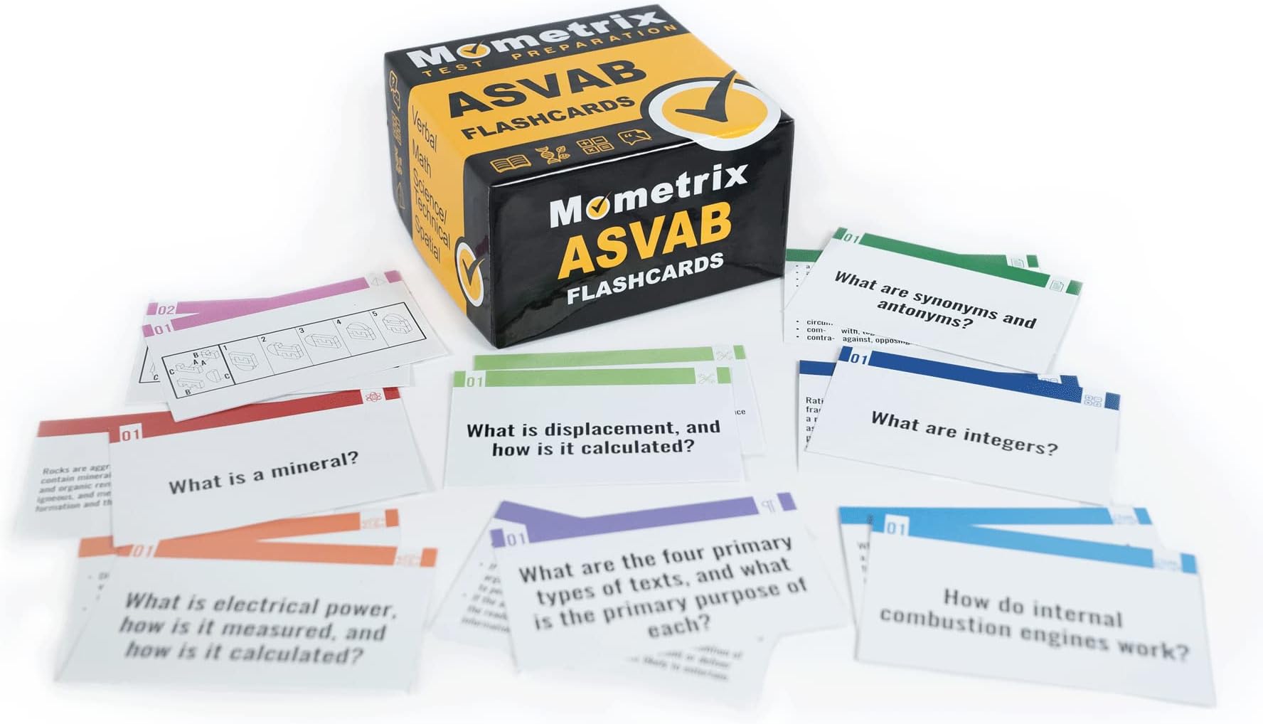 ASVAB Study Cards 2024-2025: ASVAB Test Prep and Practice Test Questions [Full Color Cards]