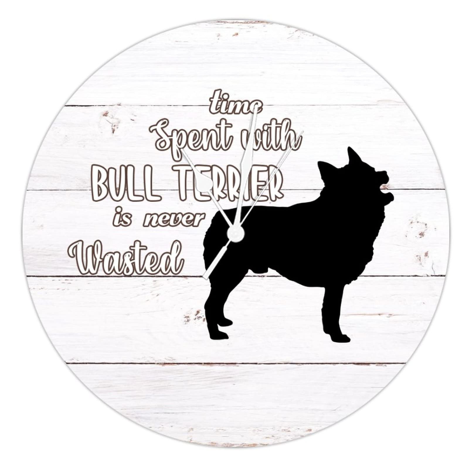 Horloge en bois pour chien de 38cm, pendule murale ronde et silencieuse à pile pour salon