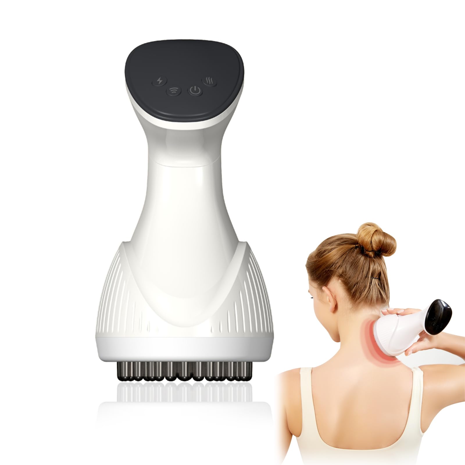 Raspador eléctrico, Cepillo Eléctrico de Meridianos, Masajeador Portátil de Meridianos Corporales, Masaje de Hombro, Cuello y Cuerpo Gua Sha, Vibración, Calor y Relajación Muscular