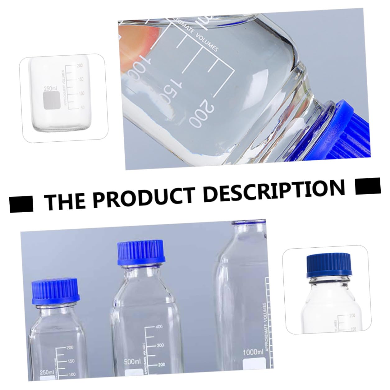 GARVALON Flacons de Laboratoire Lot de 4 250ml en Verre avec Couvercles