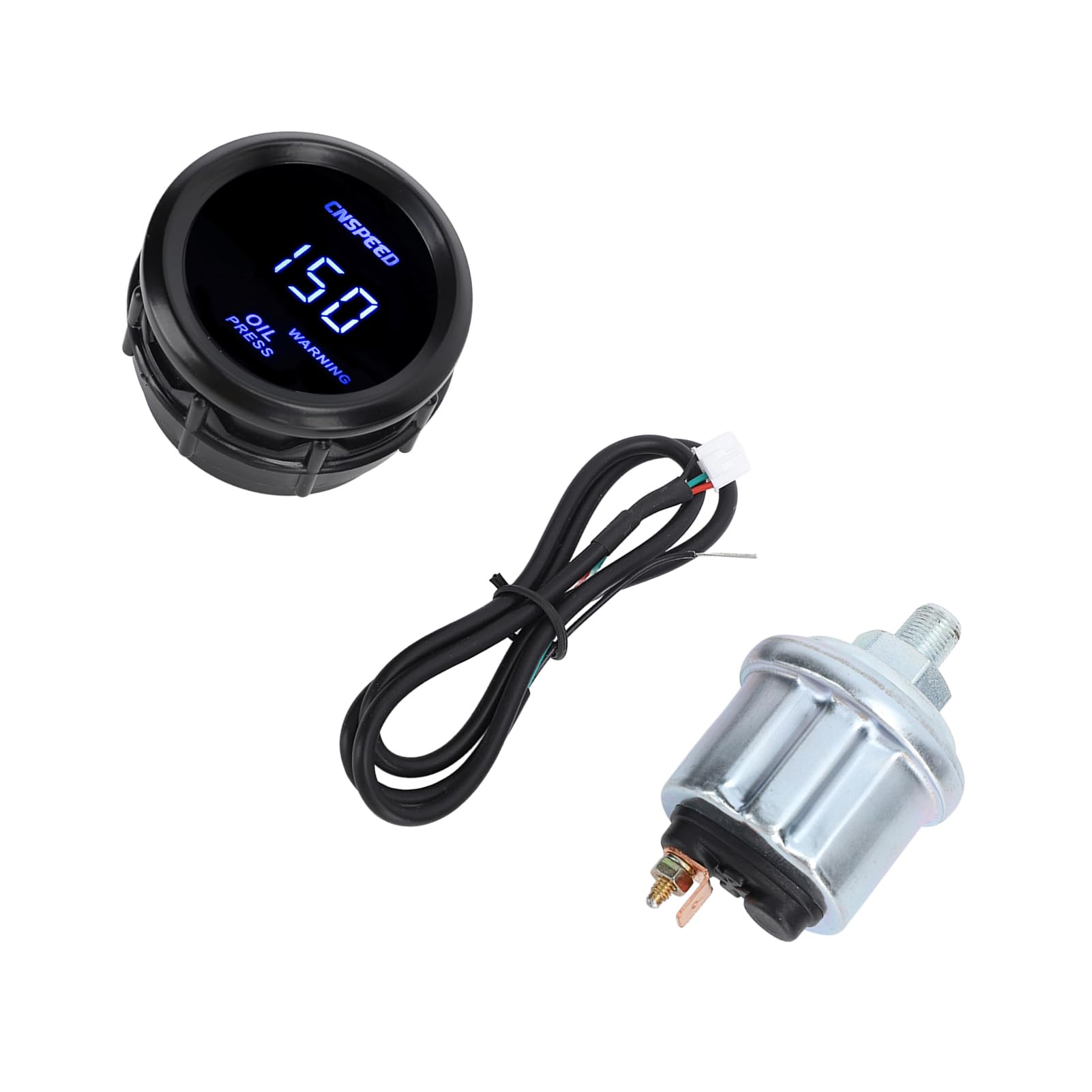 Medidor de Presión de Aceite Electrónico, Medidor de Presión de Aceite Digital de 52 Mm Medidor de Presión de Aceite con Luz Trasera Azul Ajuste Universal para Vehículos de 12 V