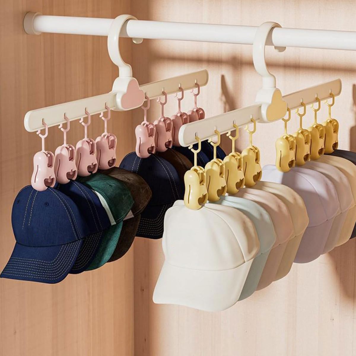 Operitacx 3pcs Cute Cloud Socks Drying Rack with 8 Clips Windproof Laundry Hangers for Nursery Clothes Organizer in Pink Yellow Blue