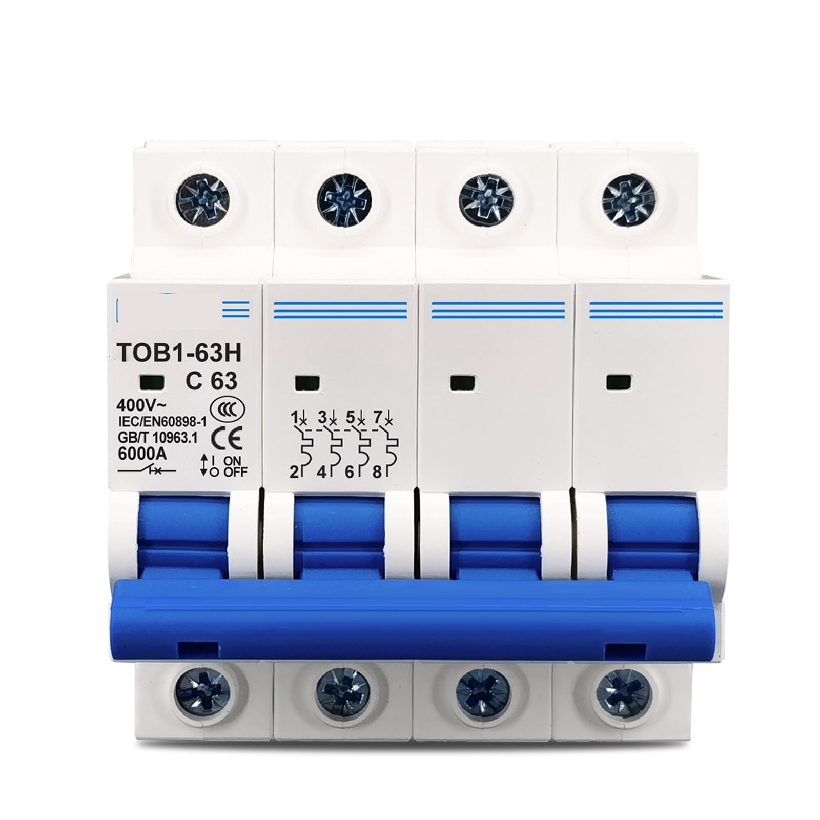 Mini disjoncteur 4P AC type C 50A pour tableau électrique triphasé - 7