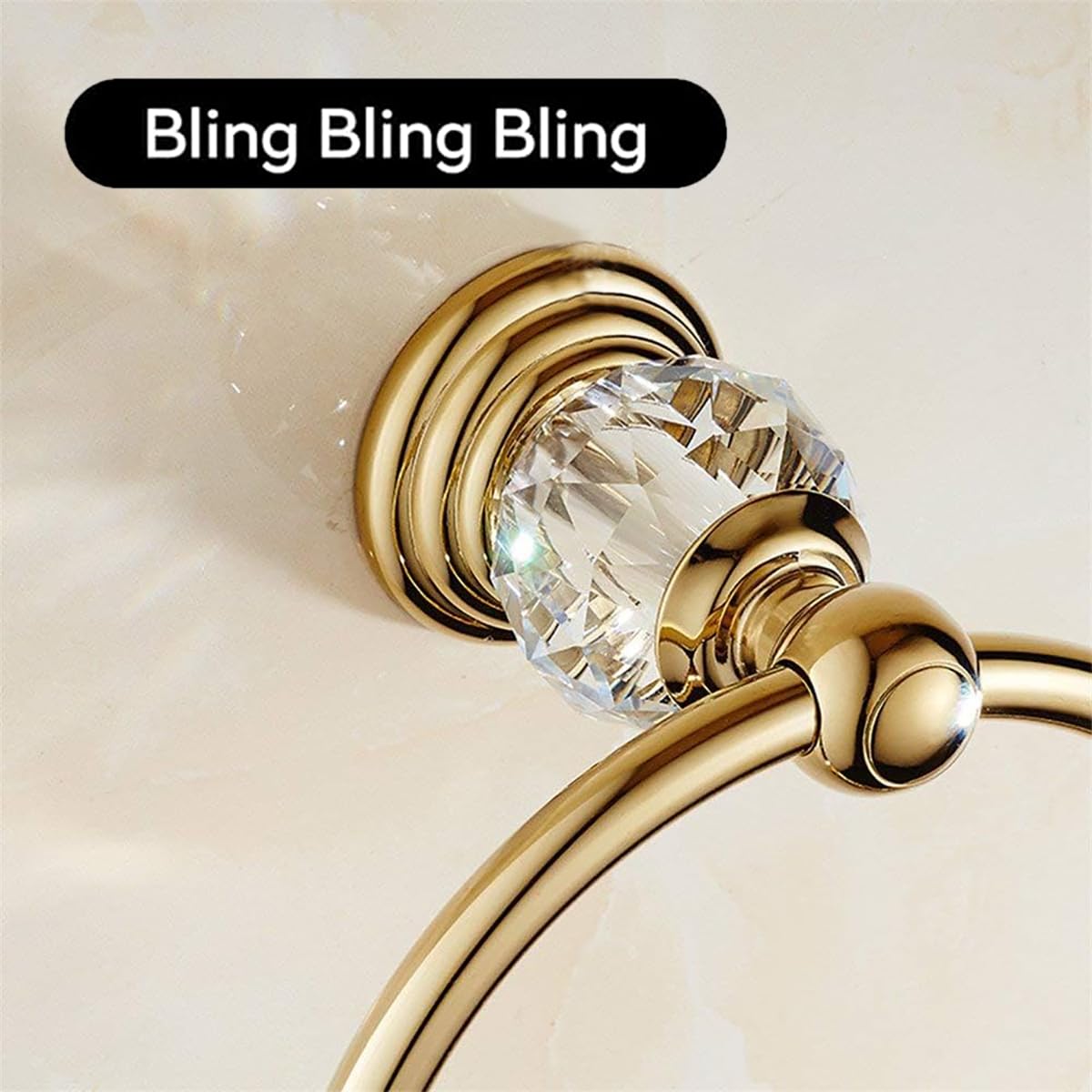 Toallero dorado SUS304 de acero inoxidable montado en la pared para baño, toallero de cocina y baño, colgador de toallas de cristal, toallero redondo
