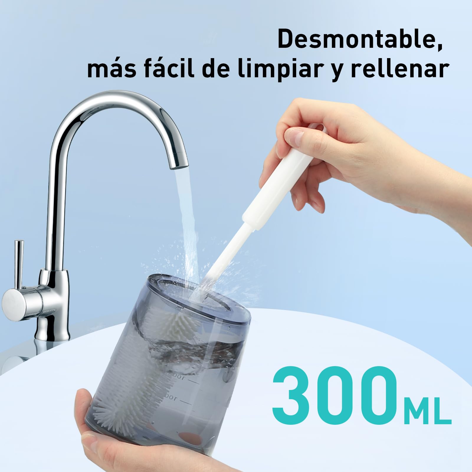 COSLUS Irrigador Bucal Portatil Irrigador Dental:4 Boquillas 4 Modos Recargable Limpiador de Riego para Limpieza Dental, 300ML IPX7 Impermeable Limpieza Dientes Para el Hogar y los Viajes Negro