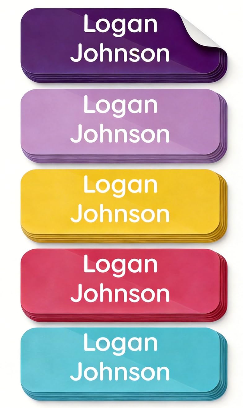 Personalised Waterproof Name Labels Name Sticker Set for Clothes & Items Fits washlabel, Books, Pen, Boxes Washable Tags for Babies, Toddlers Kids (Confetti, 40 (1.7" ร 0.6") +160(1.25" ร 0.45"))