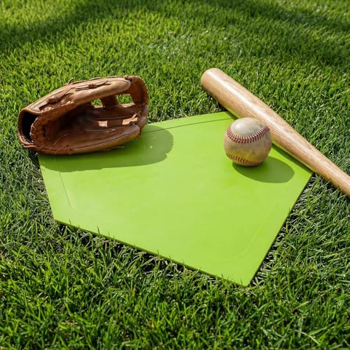 Soulchen 1 Pcs Baseball Home Plate Bases for Baseball Practice Softball Rubber Portable Throw Down Home Plate Skill Camp Instructors Bases for Yard Practice Batting or Pitching Training(Green)