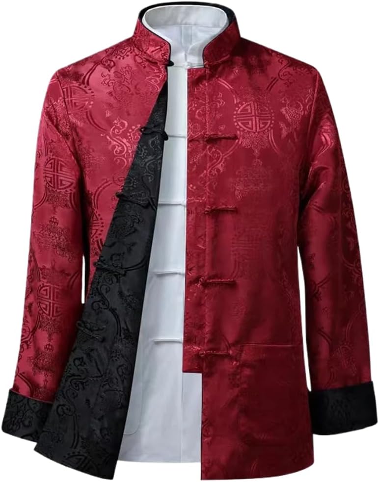LIXINGHEITANG Men's Long Sleeve Shirts Style Retro Traditional Suit Coat Cardigan Fu Tai Casual Jacket Clothing Mens