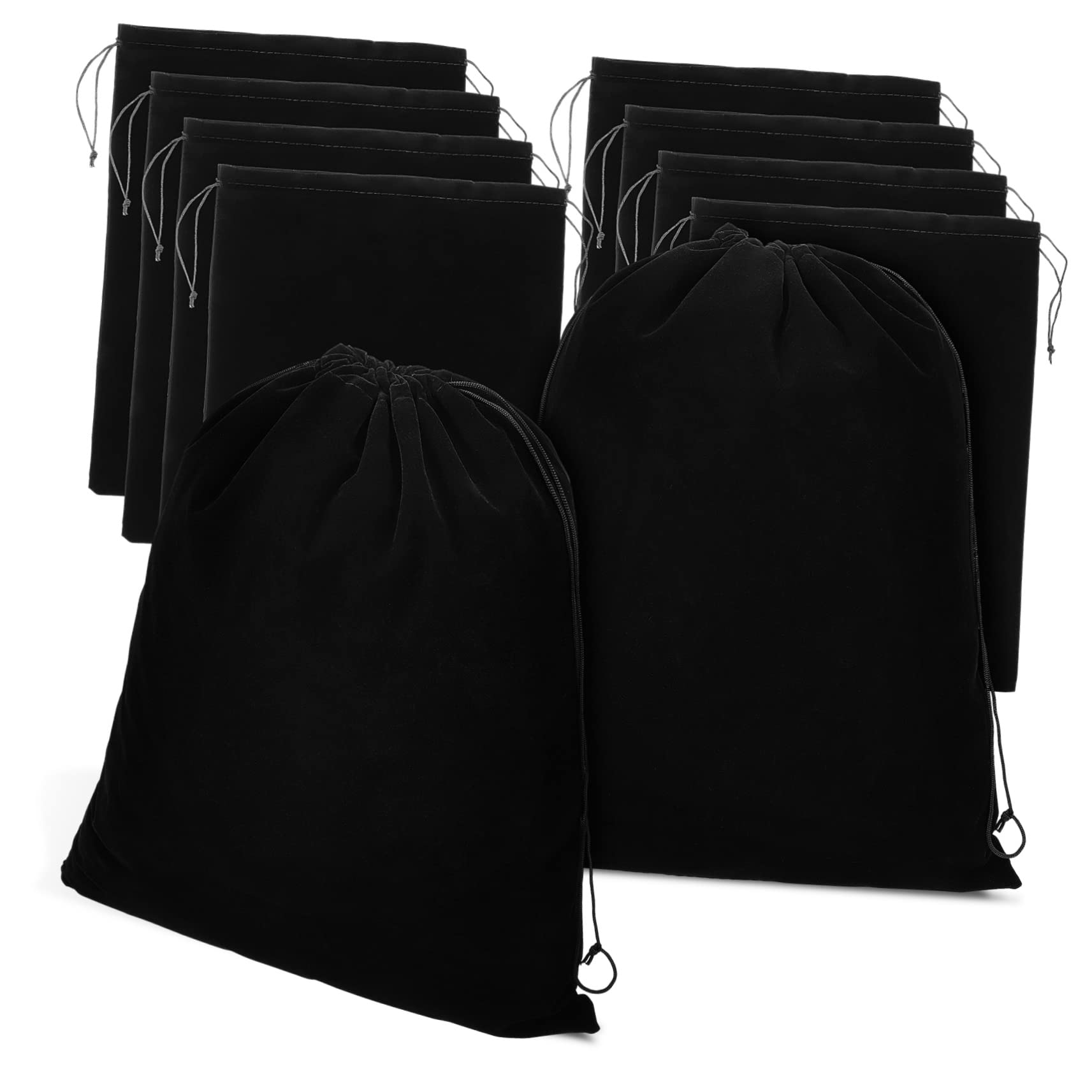 Festival Geschenktüte 10 Stück aus Flanell Schwarz mit Kordelzug