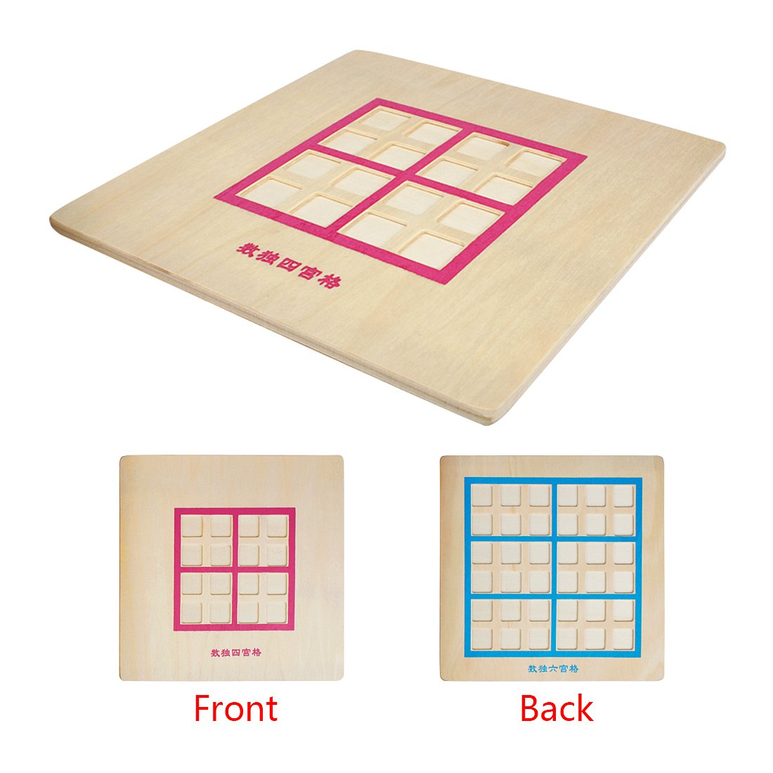Andux Zone Sudoku Tablero Caja 3-en-1 De Madera Número de Lugar Juguete SD-03 (Azul)
