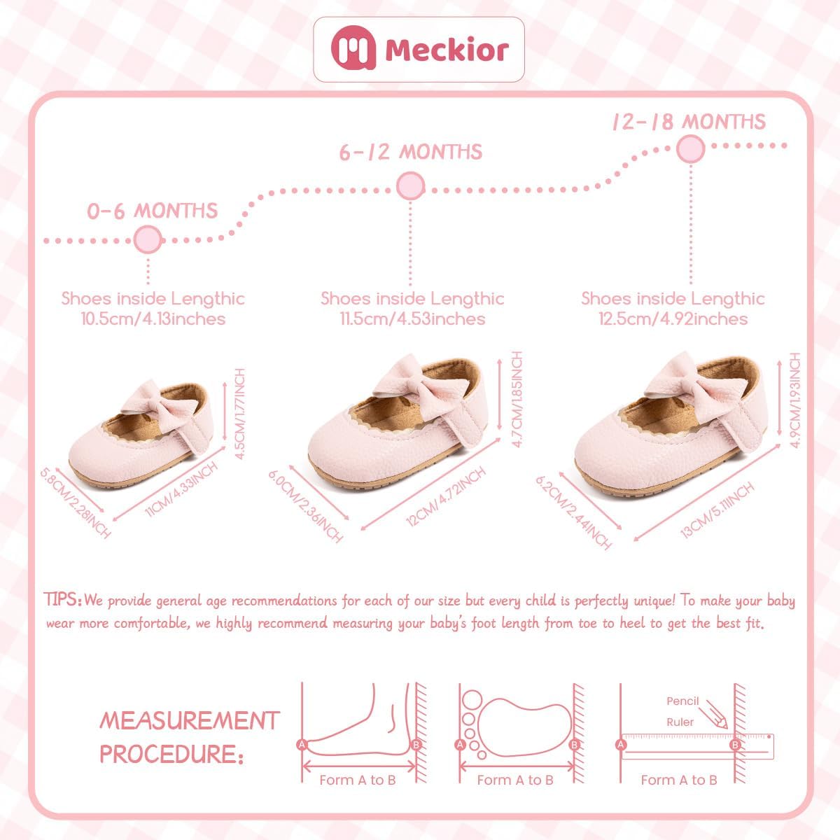 Meckior Infant Baby Girls Soft Sole Bowknot Princess Wedding Dress Mary Jane Flats Prewalker Newborn Light Baby Sneaker Shoes - Image 6