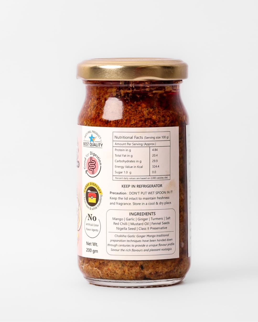 Chokkha Traditional Homemade Mango Garlic Pickle | Sarso Mustard Oil | No Colour | 200 Gm