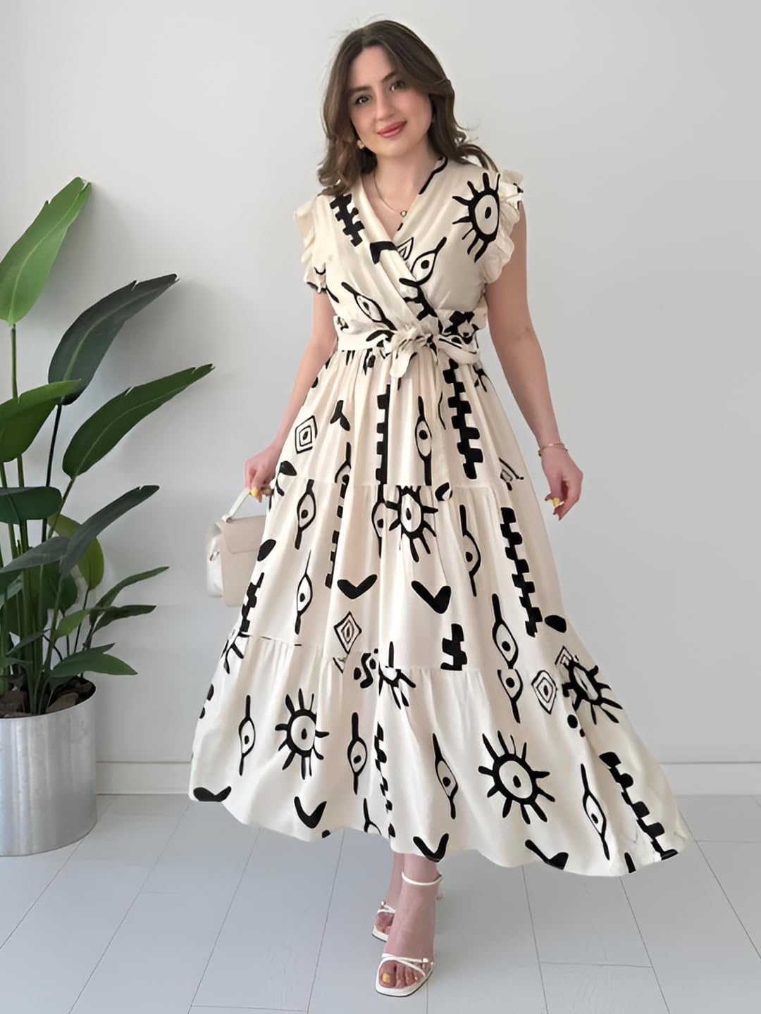61aABsx4c8L._SL1440_ KZULLY | Dress for Women Western Maxi Style, Ethnic Look Outfit for Women, A Line Flared Pattern, Indo Western Dresses, One Piece Long Gown
