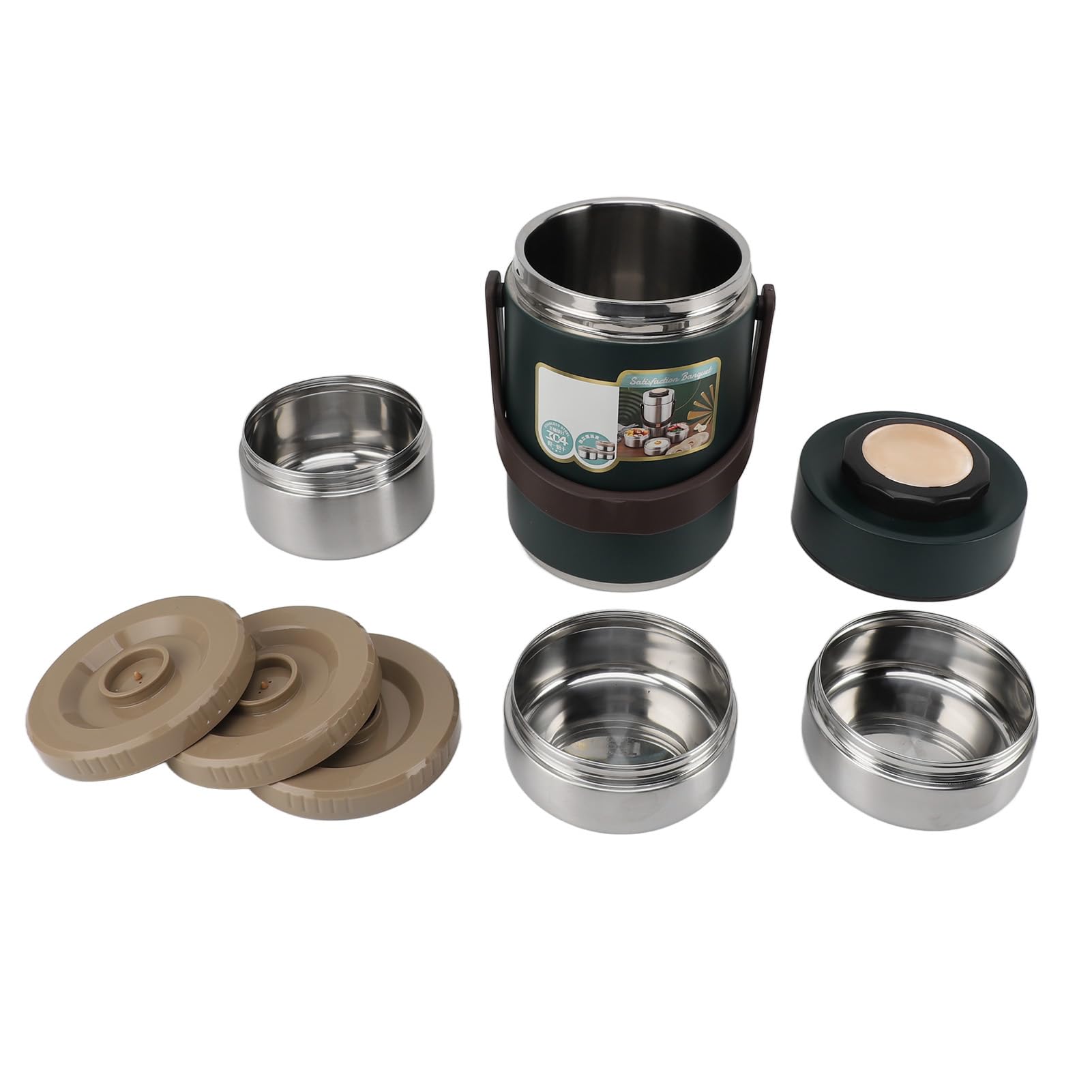 Tarro de comida aislado de acero inoxidable de 64 oz, recipiente grande para almuerzo al vacío para comidas frías y calientes, termo portátil para estudiantes y trabajadores de (2000ml)