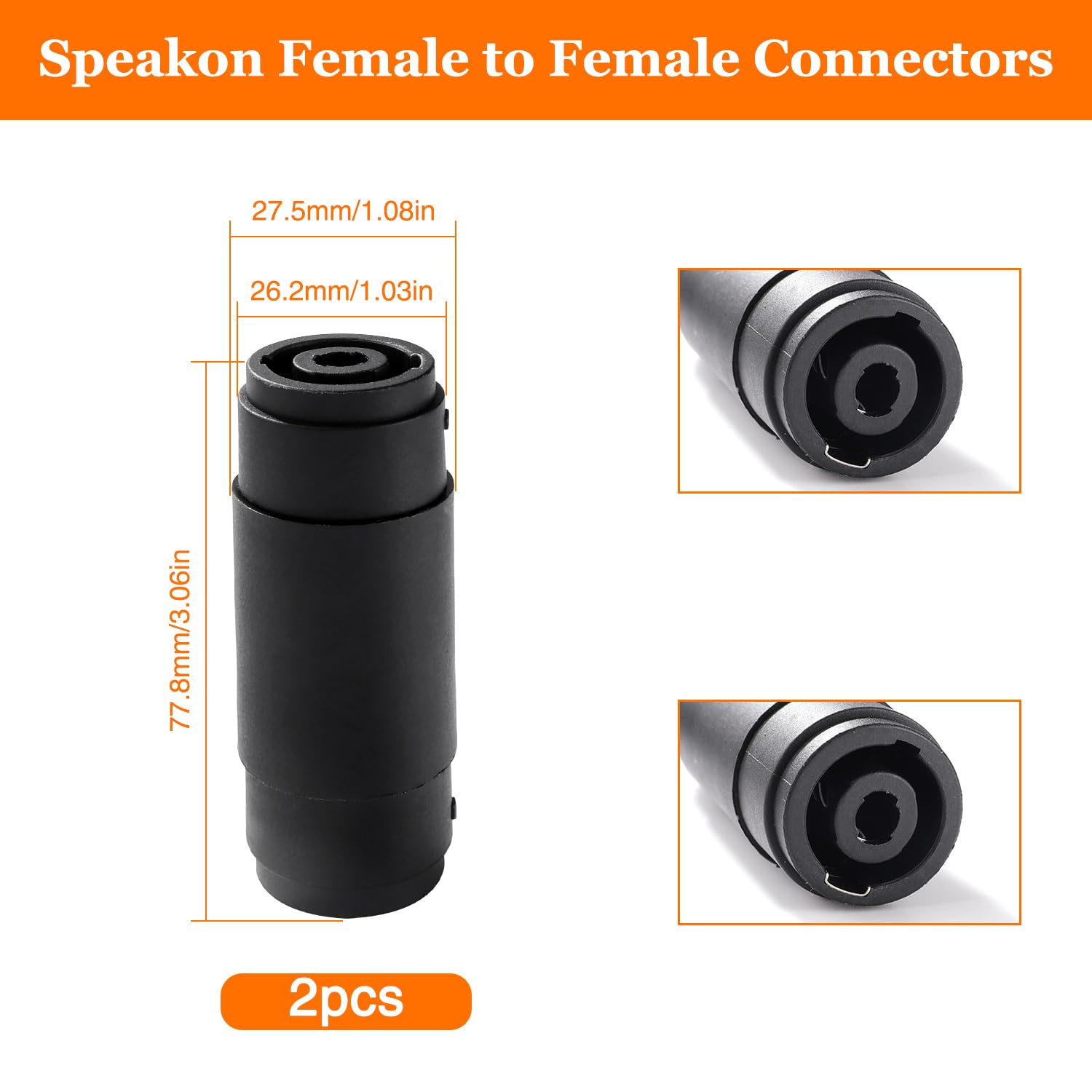 Connecteur Speakon Femelle vers Femelle 2 Pièces 4 Pôles Compatible NL4MP NL4FC