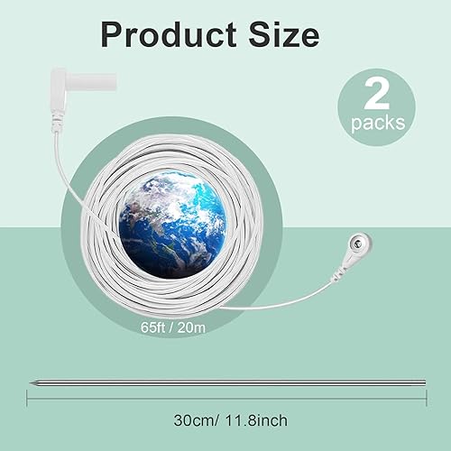 Miniatura 4 de Varilla de conexión a tierra con alambre de tierra de 65 pies para productos de puesta a tierra para productos de puesta a tierra, almohadillas,