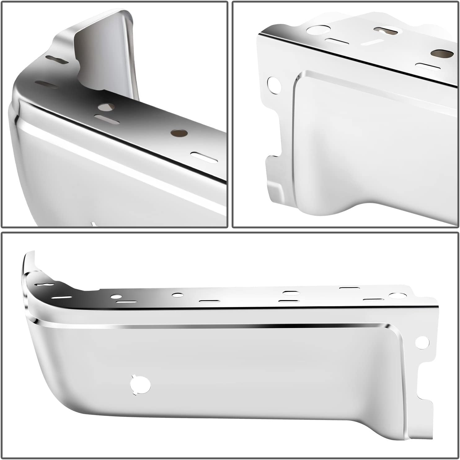 DNA MOTORING BUMP-R-F15009-C-02-CH Pair Rear Bumper End Caps Compatible with 09-14 F150 Fleetside,With Sensor Holes,Left & Right,Chrome