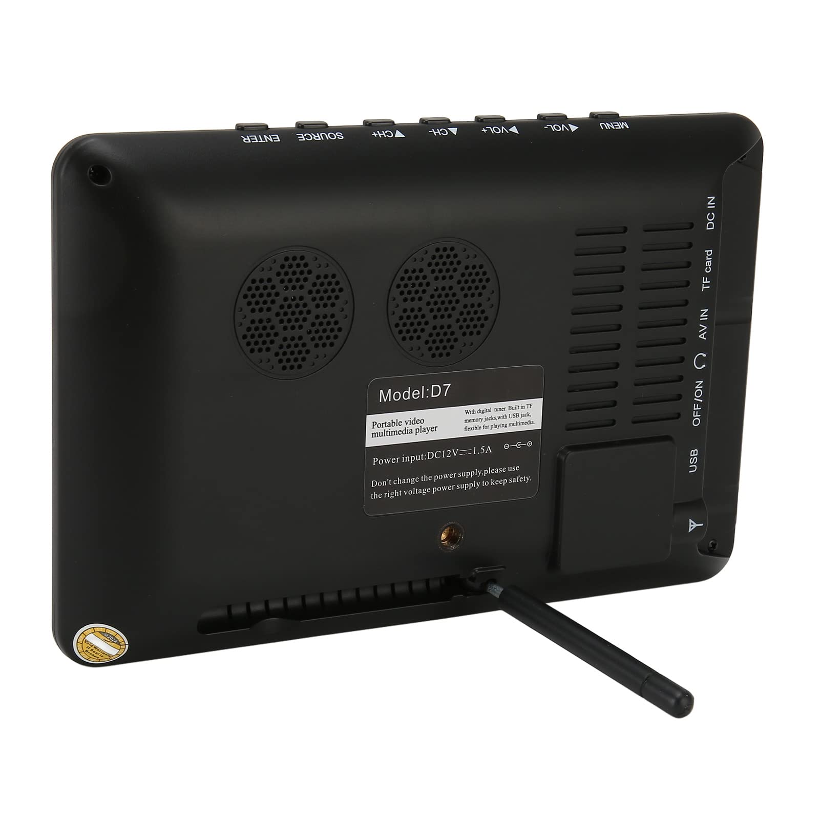 TV Digital Portátil de 7 con Pantalla LED Ancha para Automóvil, Batería de Litio 1500 MAh, Compatible con Señal Analógica, Digital y ATV para Caravana