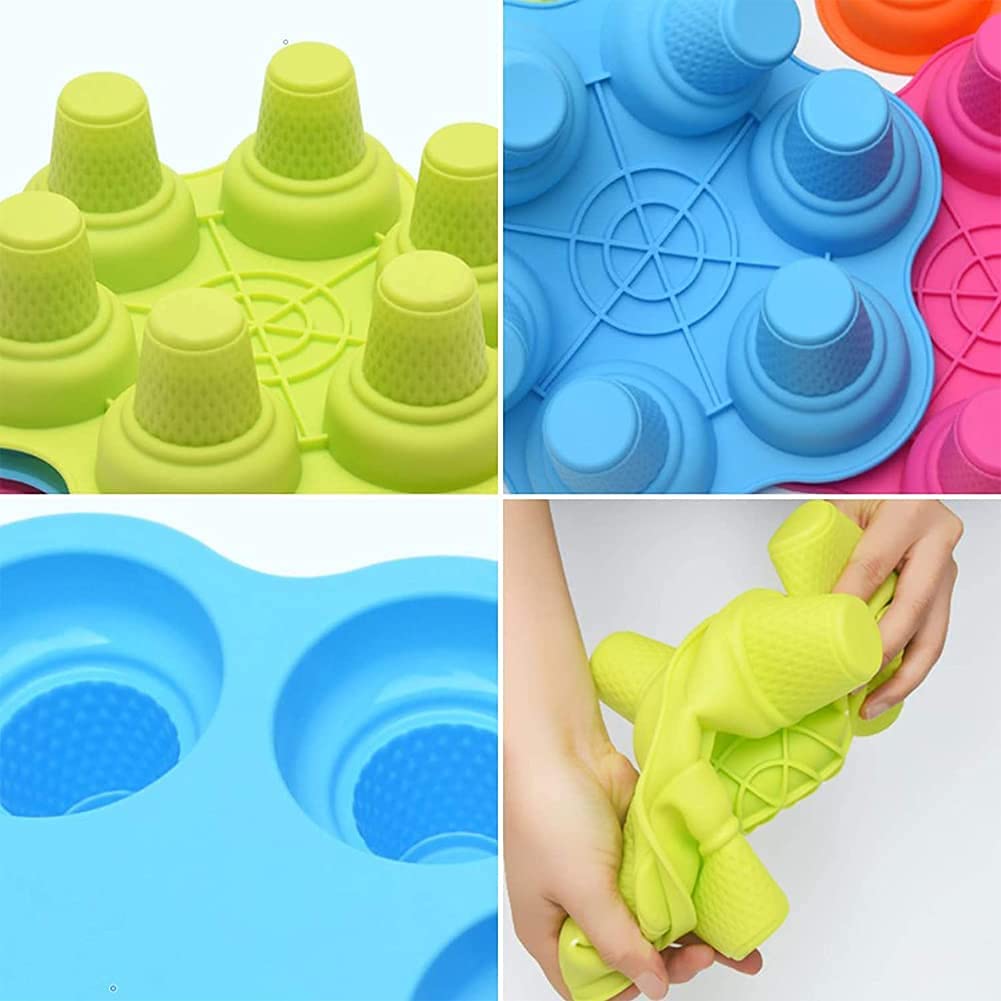 HSF Molde de silicona para tartas con 6 agujeros, molde para tartas de pudín de color aleatorio