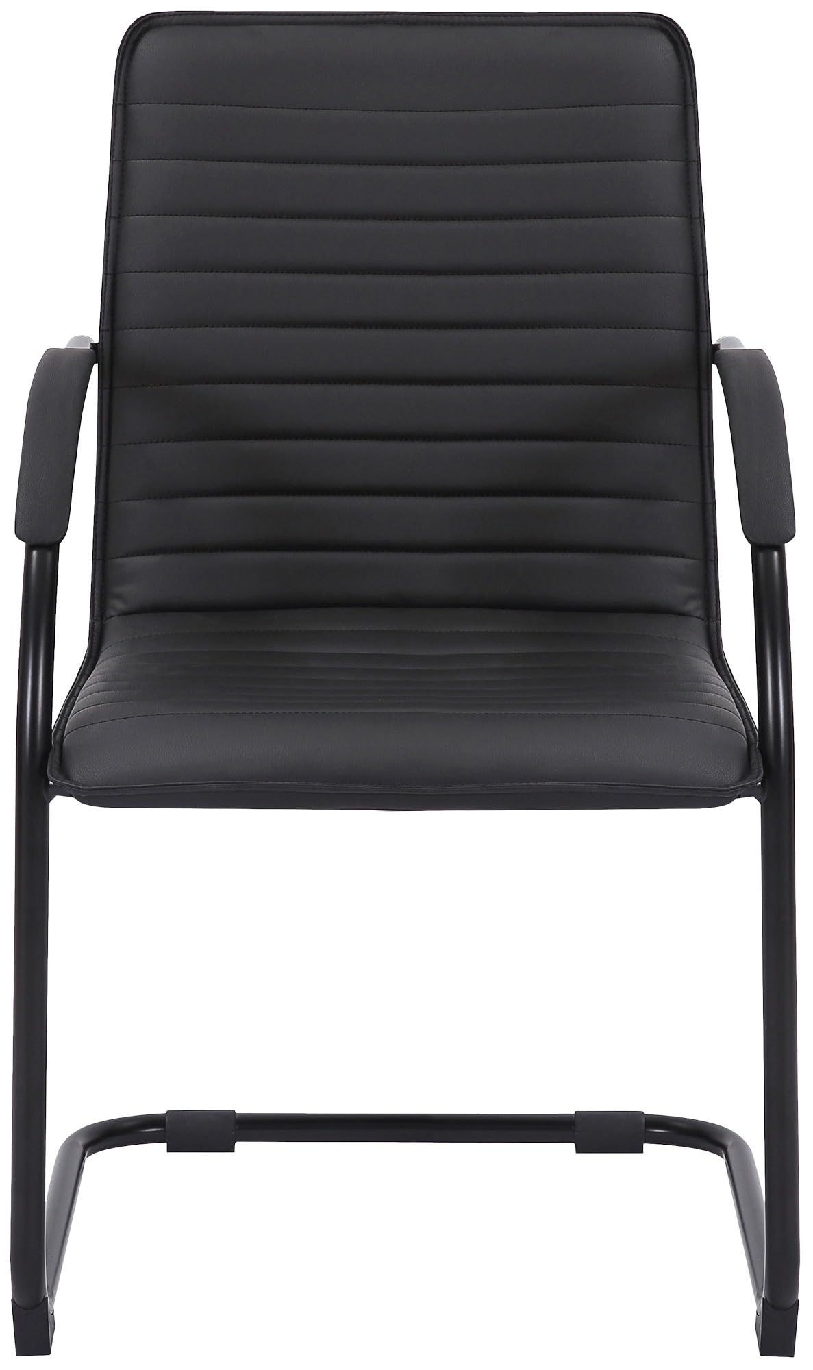 CLP Lot de 2 chaises visiteurs Tira en Similicuir I Chaises à piètement Luge avec Assise rembourrée, Couleur:Noir/Noir