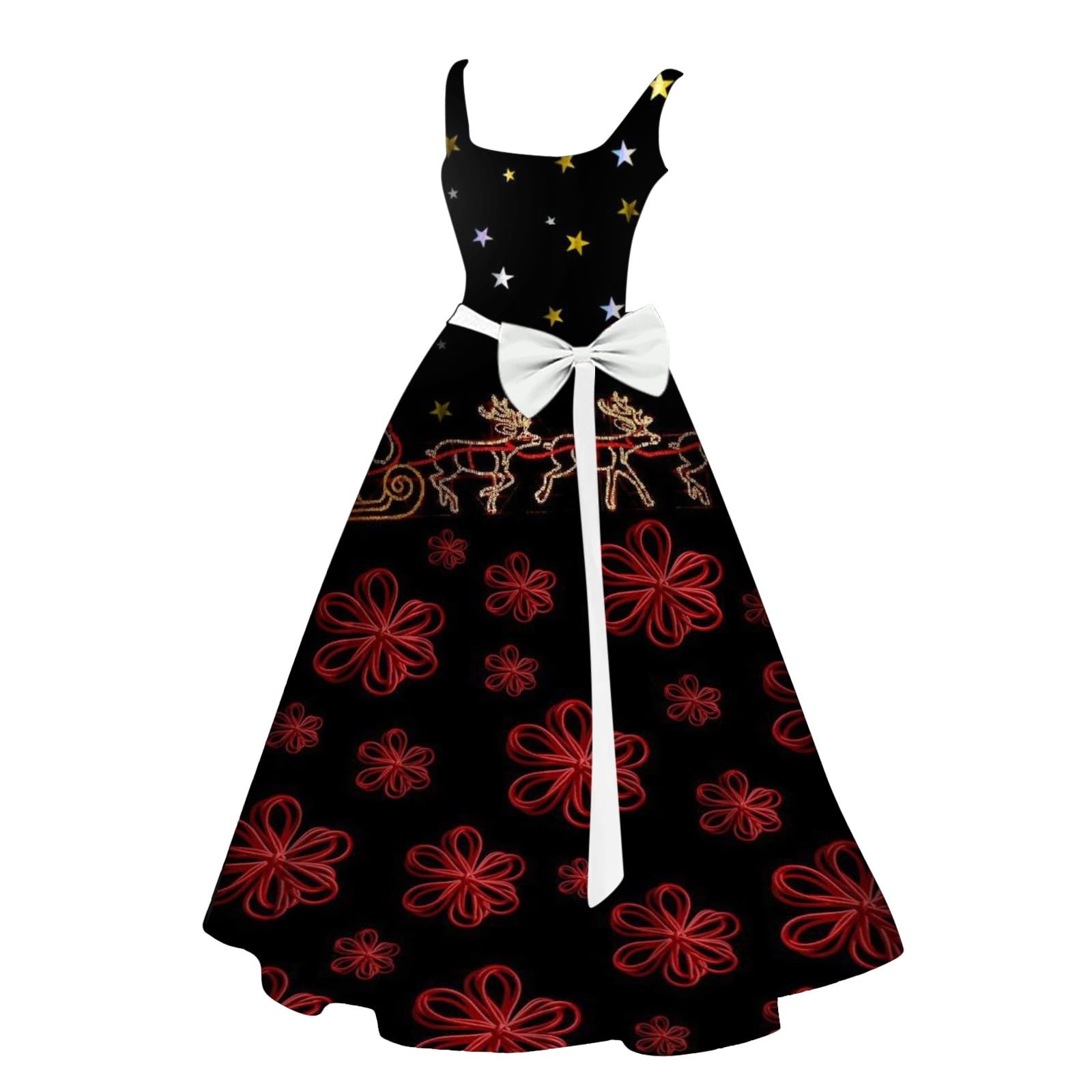 Robe de soirée décontractée rouge grande taille pour Noël - 4