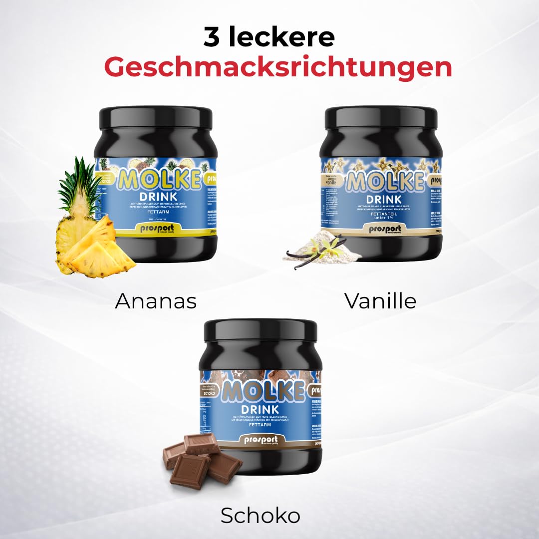 Prosport Molke Drink Ananas mit L-Carnitin 1000g – Molkepulver in Dose – Trinkpulver mit Süßmolke