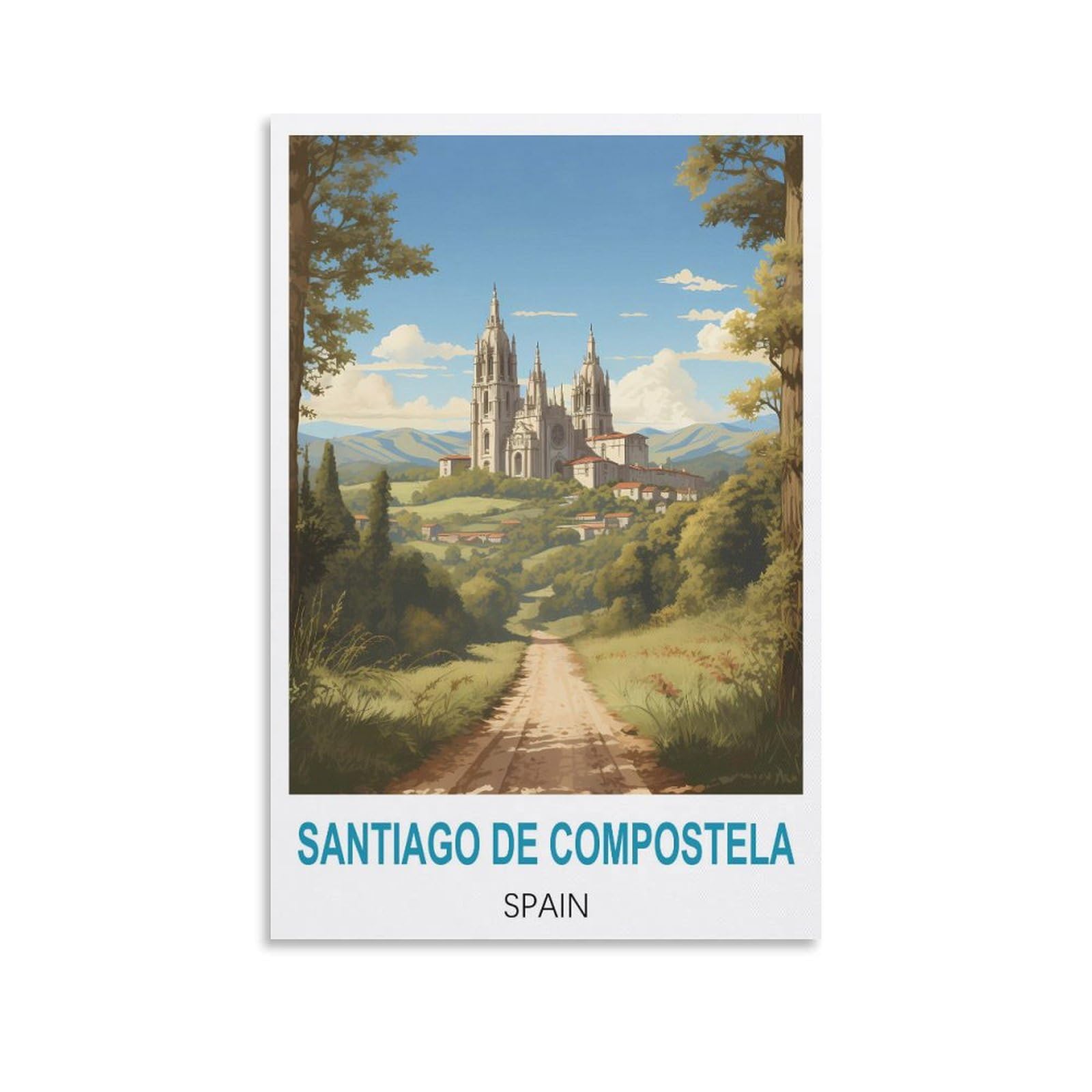 Vintage Metal Tin Signs,Santiago De Compostela Spains,Metal Tin Sign Metal Wall Plaque for Home Living Room Bedroom Bar Club Men Cave Wall Art Decor 15x30cm