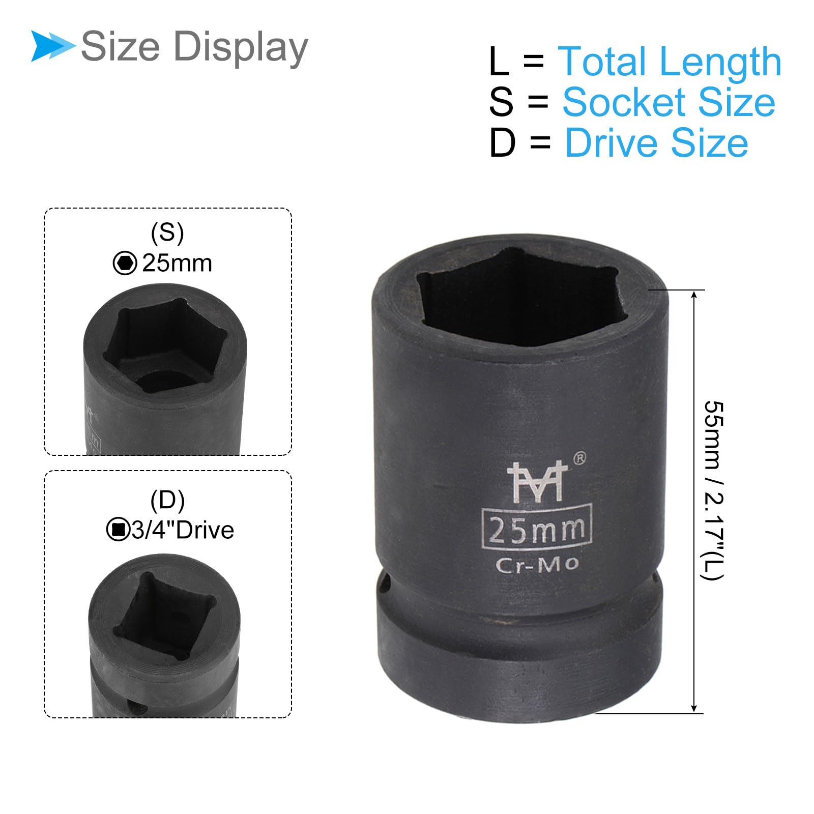 Flache Schlagschraubendreher-Nuss 28 Mm – 3/4‘ Antrieb, Cr-Mo Stahl, Für Sechskantschrauben