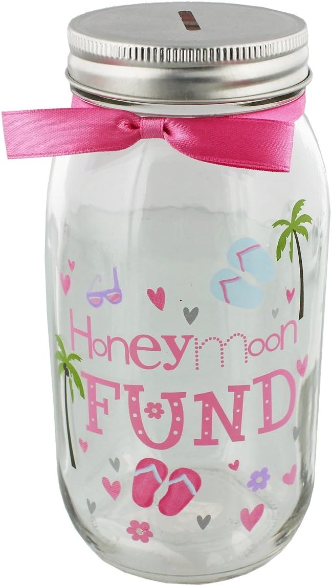 Pennies & Dreams Glass Honeymoon Fund Money Box Jar