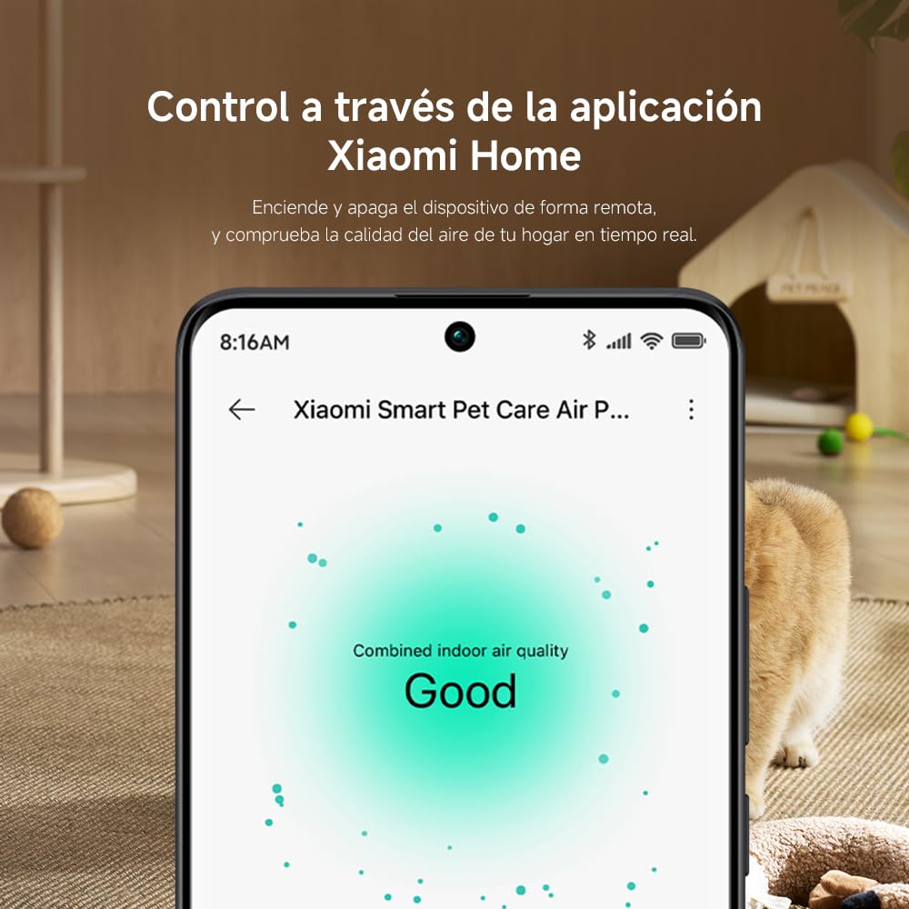 Xiaomi Smart Air Purifier for Pets, entrada 360° para pelo y caspa, carbón activo para olores de mascotas, Auto silencioso apto para mascotas, sensor láser, app y Alexa