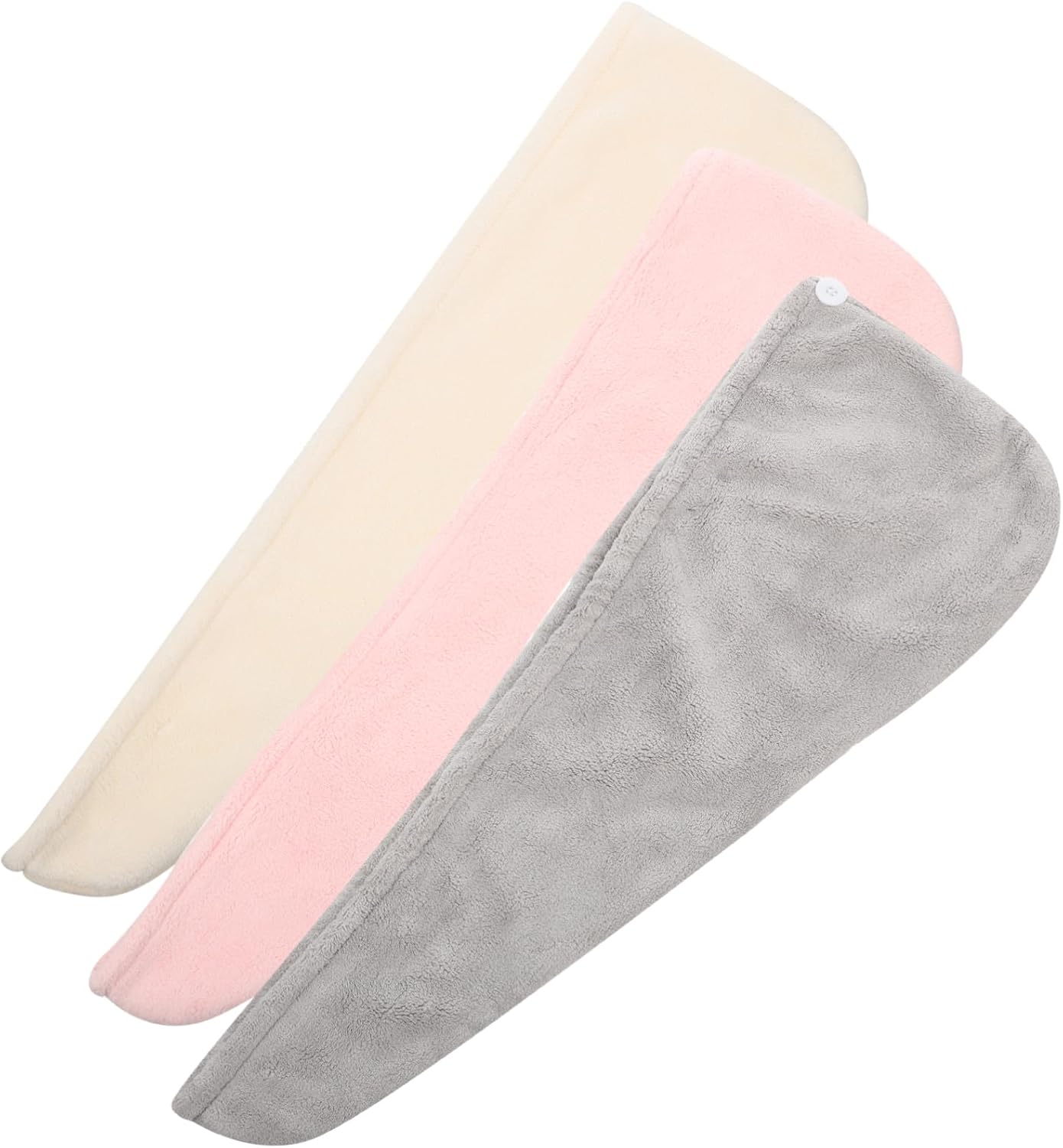 OUNONA Thick Coral Fleece Quick-Drying Hair Towel Wrap 3-Piece Set Ultra-Absorbent Comfortable Hair Wrap for Women for Shower and Bath