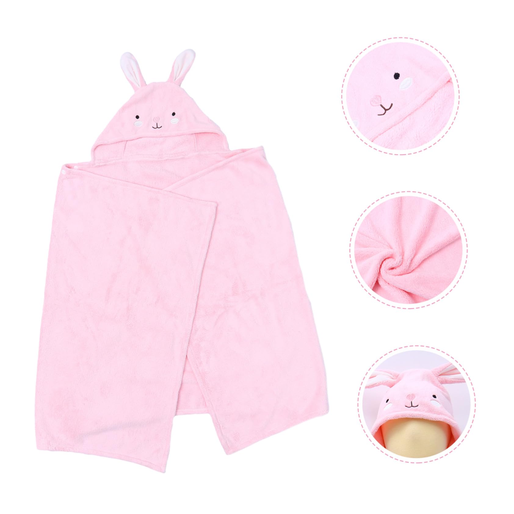 Kinder Badetuch Atmungsaktives und Hautfreundliches Kapuzenbadetuch mit Kapuze und Niedlichem Cartoon Design 70x140cm aus Polyester und Chinlon Rosa für Babys und Kinder